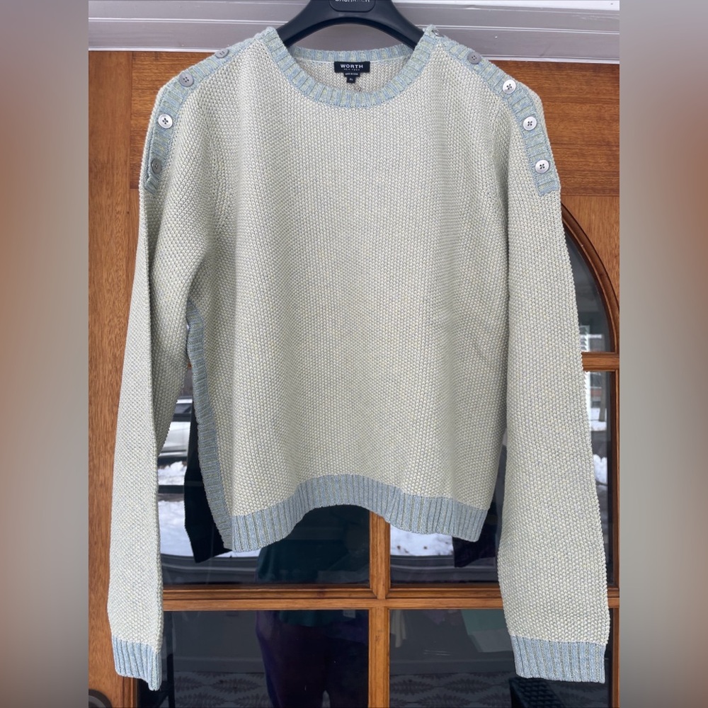 W by Worth 100% Cotton Light Green/Blue Sweater size XL